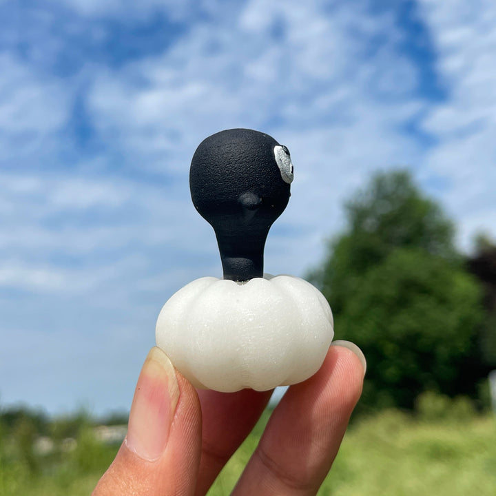Natural Crystal Whimsical Carving White Jade Pumpkin Ghost