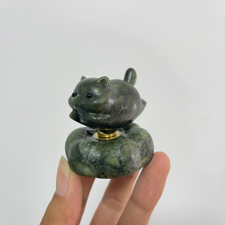 A Slightly Imperfect Natural Crystal Serpentine Wobble Cat