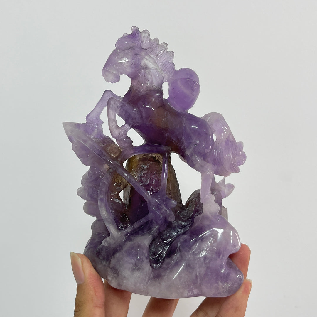 Unique,A Slightly Imperfect Natural Crystal Carving Ametrine Horse
