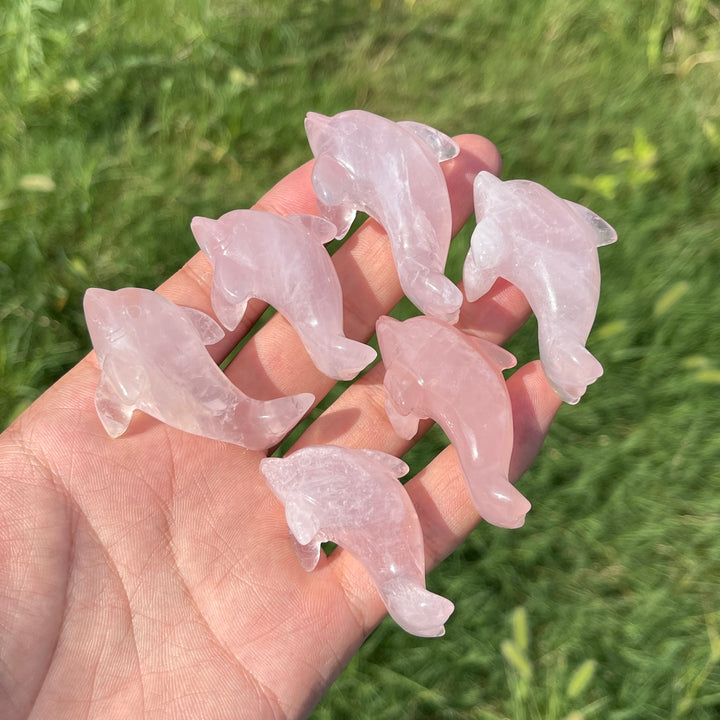 Natural Crystal Playful Dolphin Carving