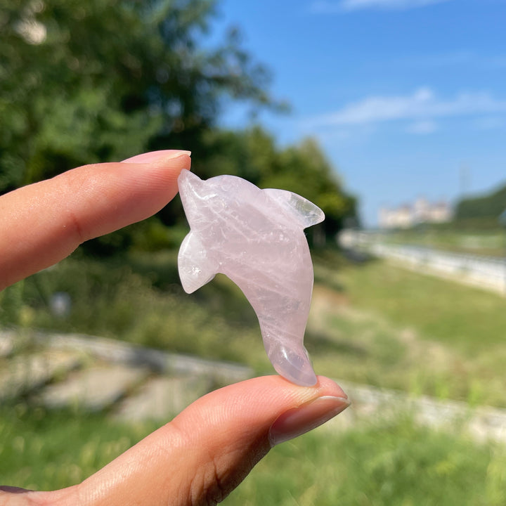 Natural Crystal Playful Dolphin Carving