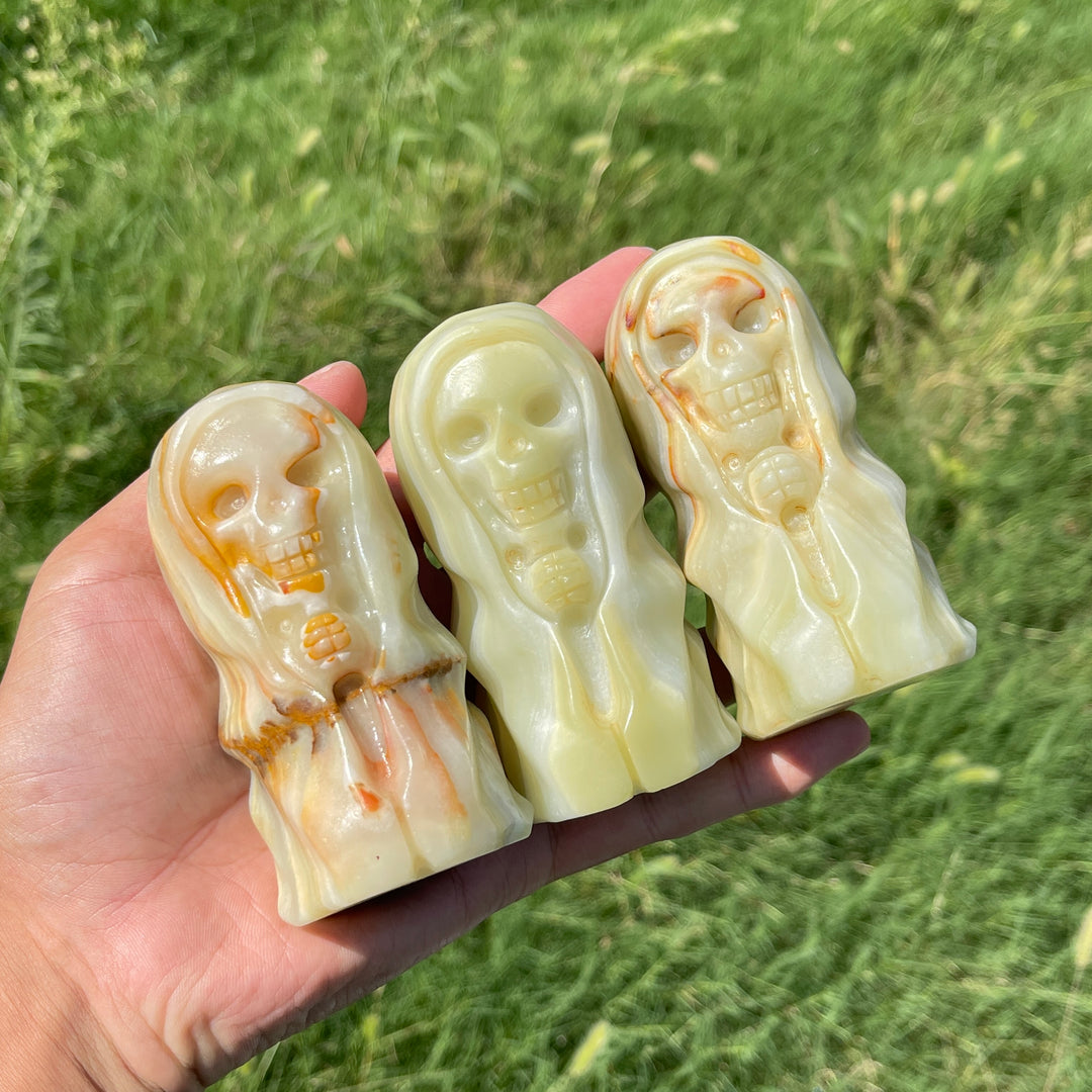Natural Crystal Afghanistan Jade Skull Wizard Carving