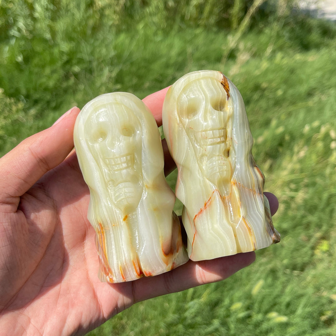 Natural Crystal Afghanistan Jade Skull Wizard Carving