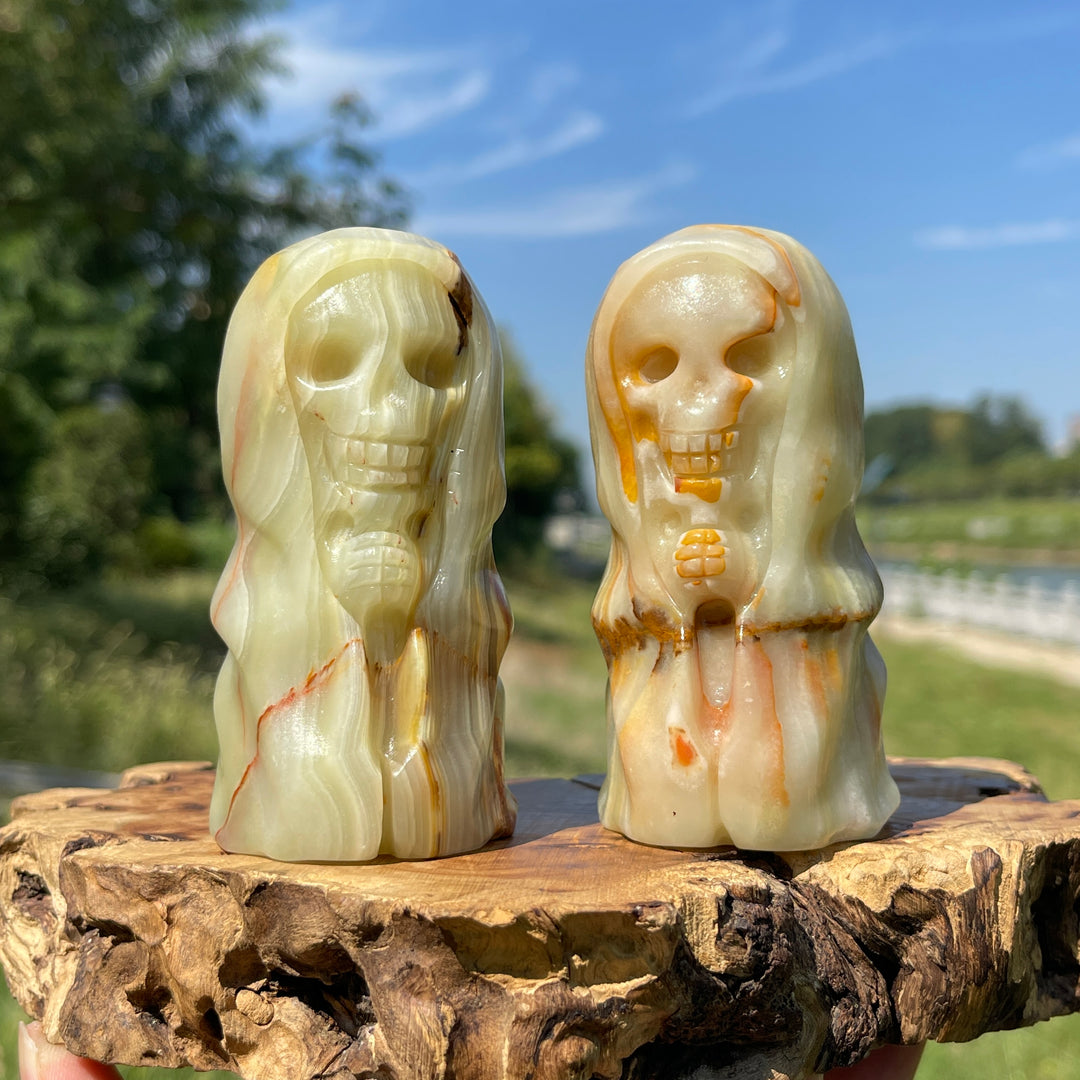 Natural Crystal Afghanistan Jade Skull Wizard Carving