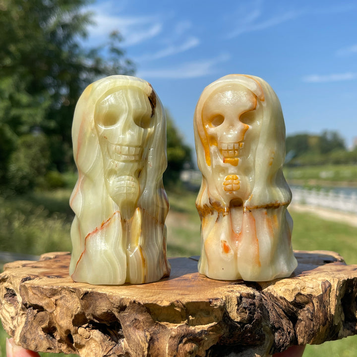 Natural Crystal Afghanistan Jade Skull Wizard Carving