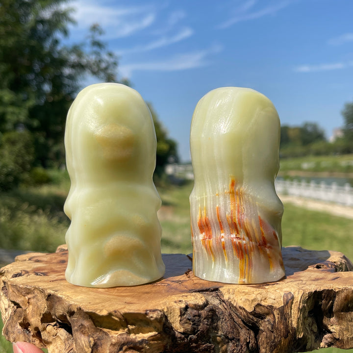 Natural Crystal Afghanistan Jade Skull Wizard Carving