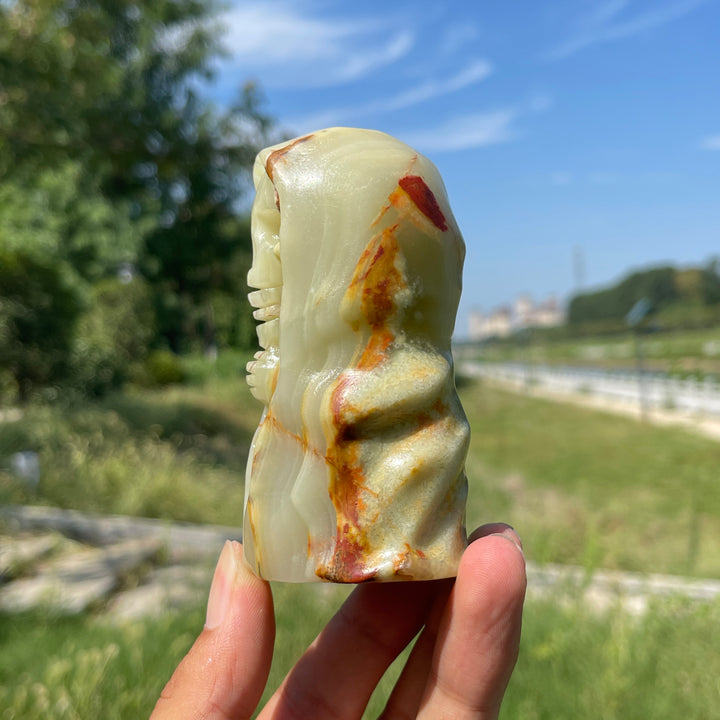 Natural Crystal Afghanistan Jade Skull Wizard Carving