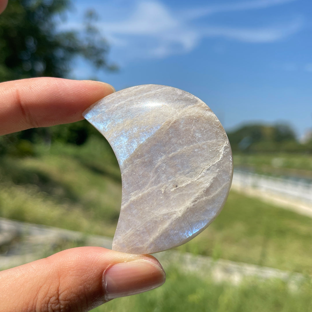 Natural Crystal Moonstone Small Moon