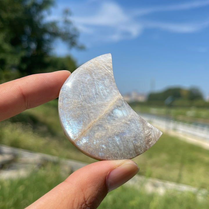 Natural Crystal Moonstone Small Moon