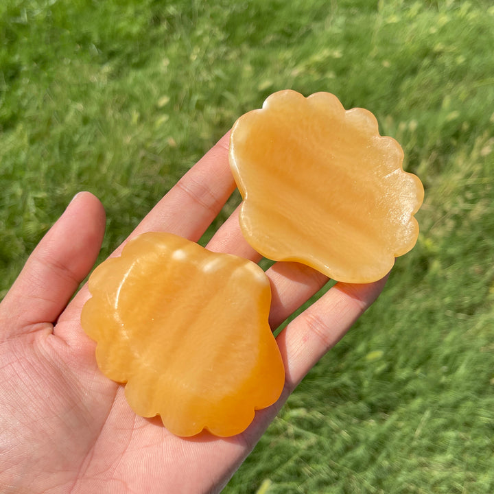 Natural Crystal Yellow Calcite Shell Bowl