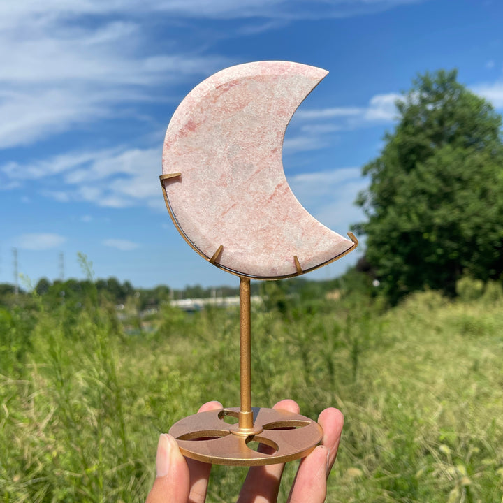 Unique,Natural Crystal Pink Opal Moon