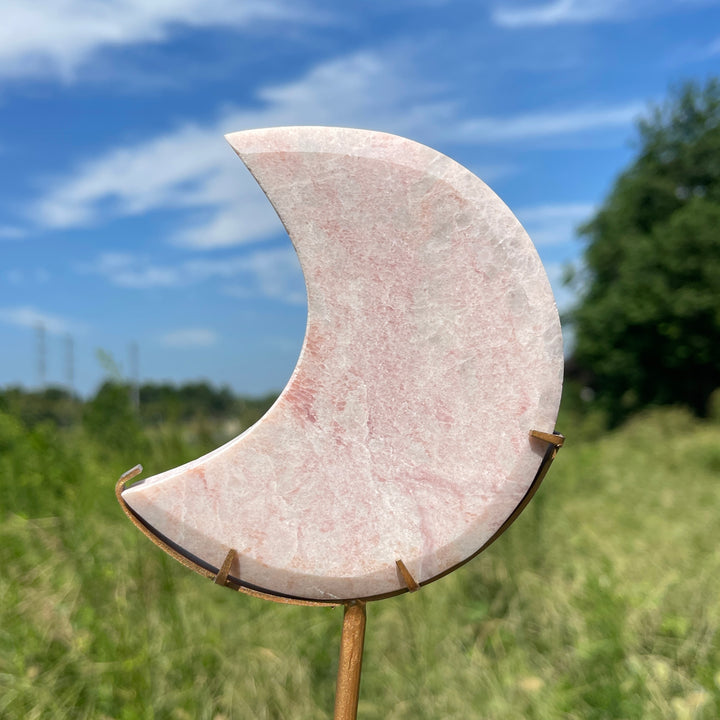 Unique,Natural Crystal Pink Opal Moon