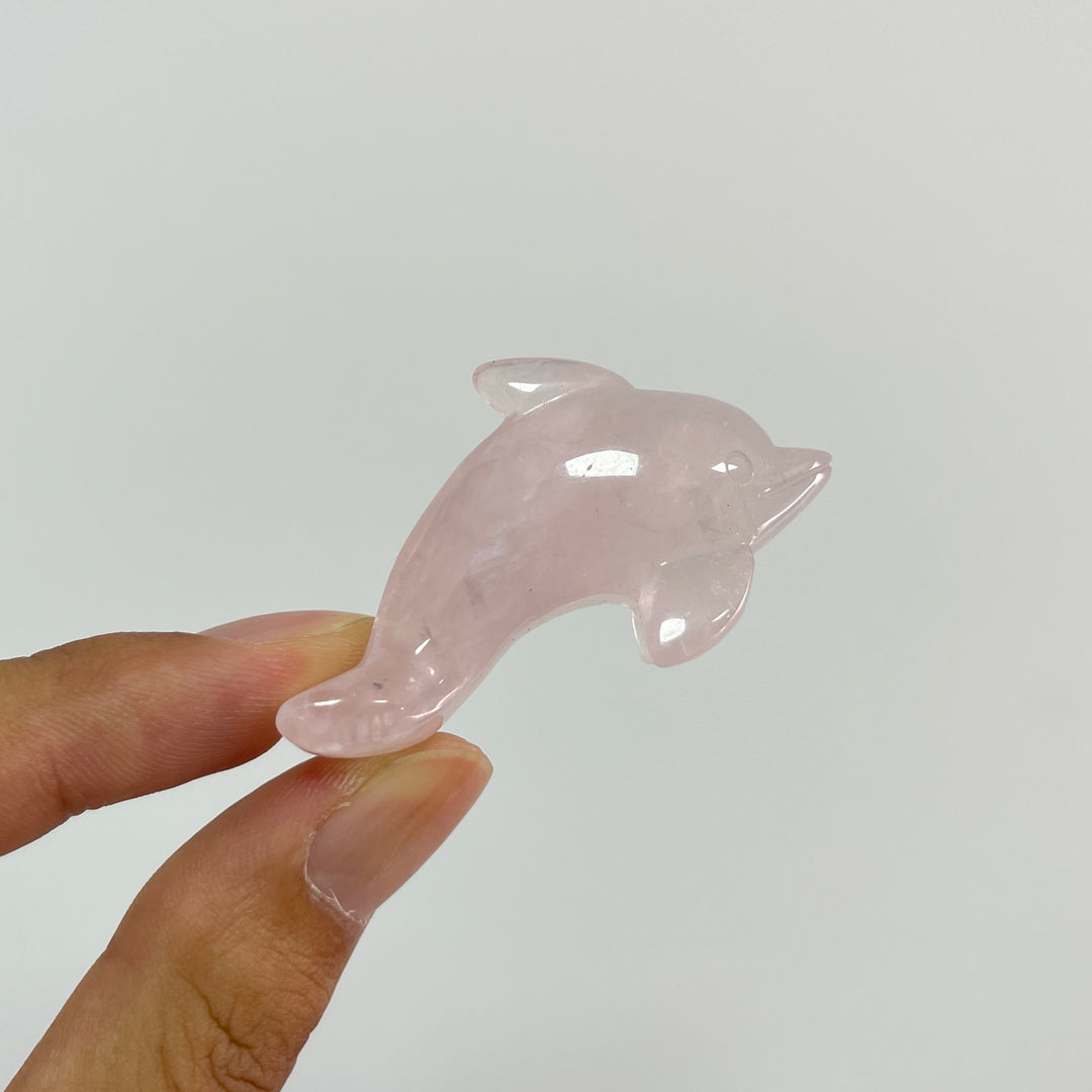 Natural Crystal Playful Dolphin Carving