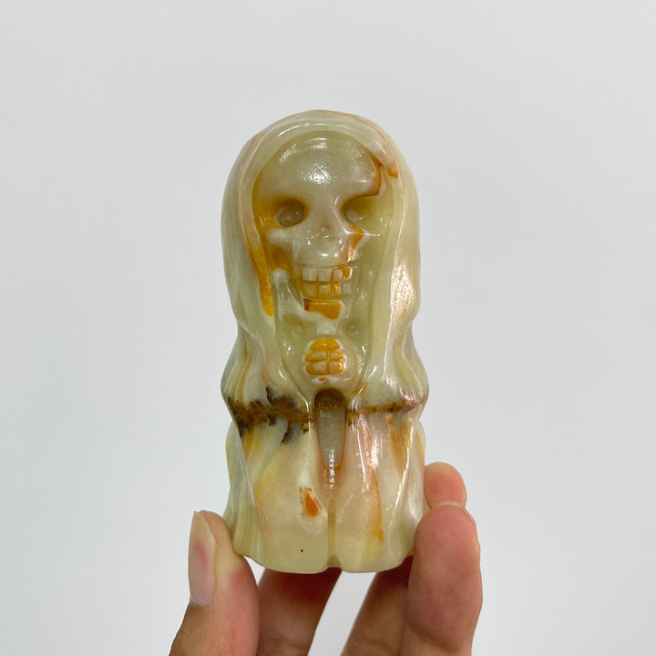 Natural Crystal Afghanistan Jade Skull Wizard Carving