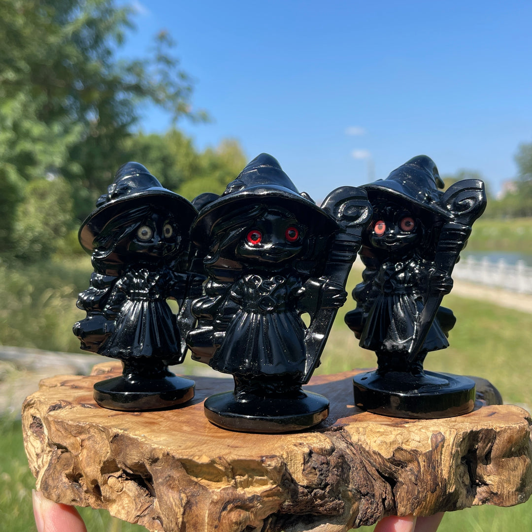A Slightly Imperfect Natural Crystal Black Obsidian Little Witch