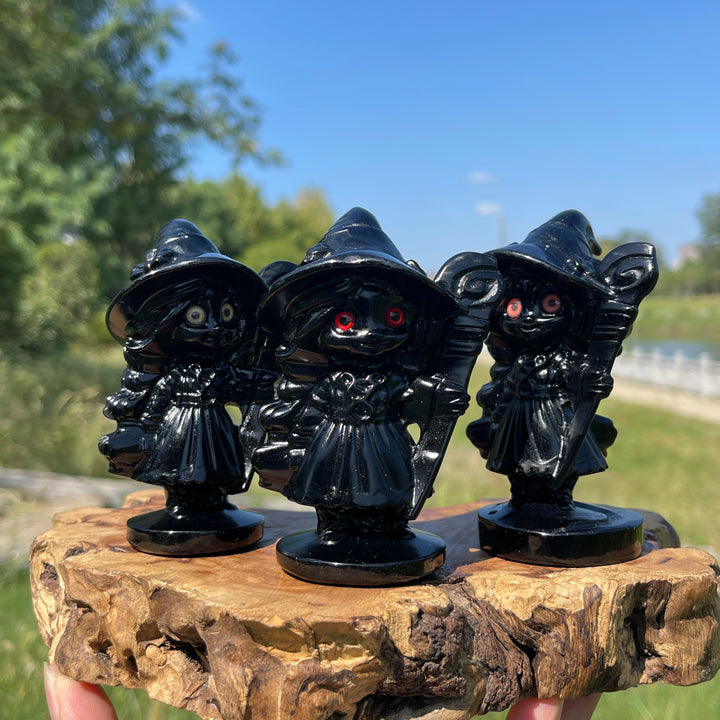 A Slightly Imperfect Natural Crystal Black Obsidian Little Witch