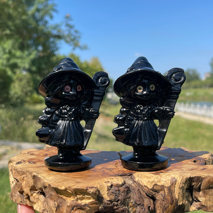 A Slightly Imperfect Natural Crystal Black Obsidian Little Witch