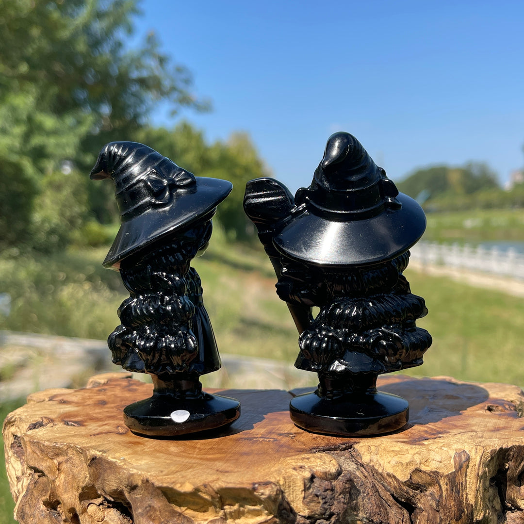 A Slightly Imperfect Natural Crystal Black Obsidian Little Witch