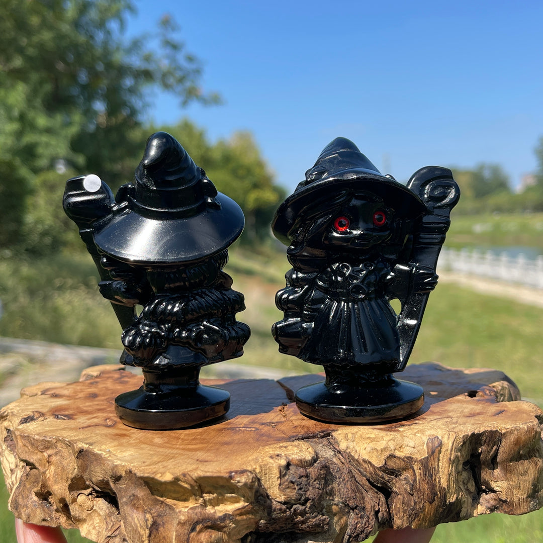 A Slightly Imperfect Natural Crystal Black Obsidian Little Witch