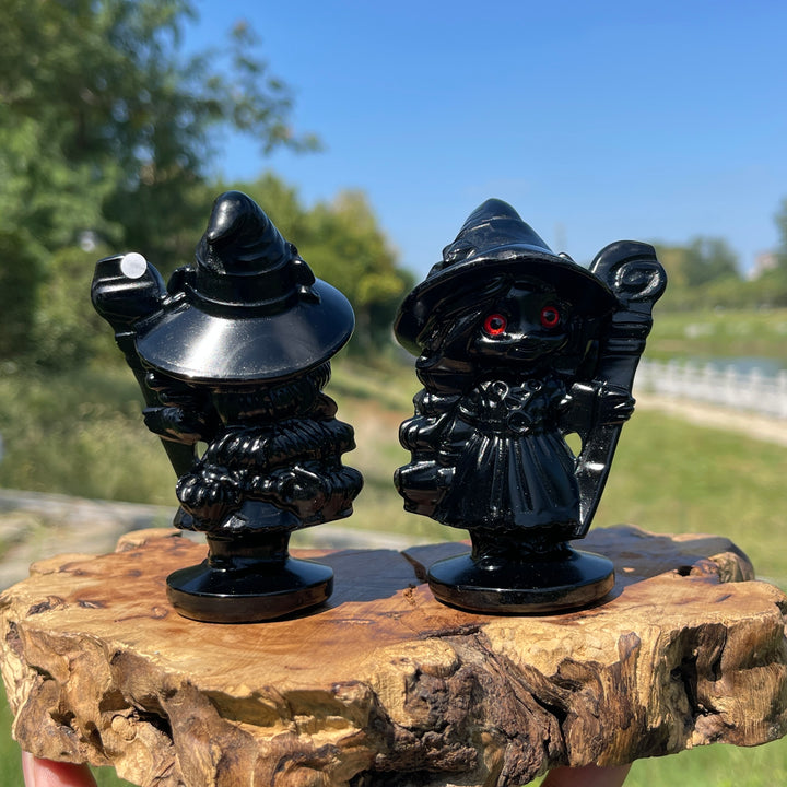 A Slightly Imperfect Natural Crystal Black Obsidian Little Witch