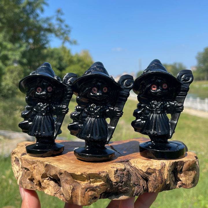 A Slightly Imperfect Natural Crystal Black Obsidian Little Witch