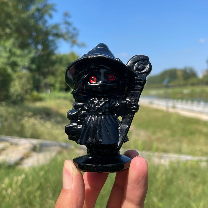 A Slightly Imperfect Natural Crystal Black Obsidian Little Witch