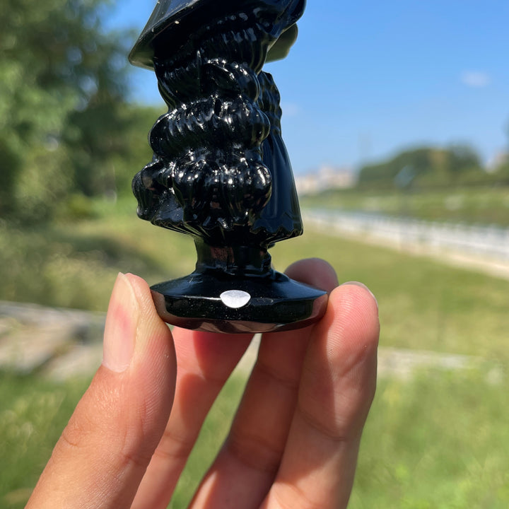 A Slightly Imperfect Natural Crystal Black Obsidian Little Witch