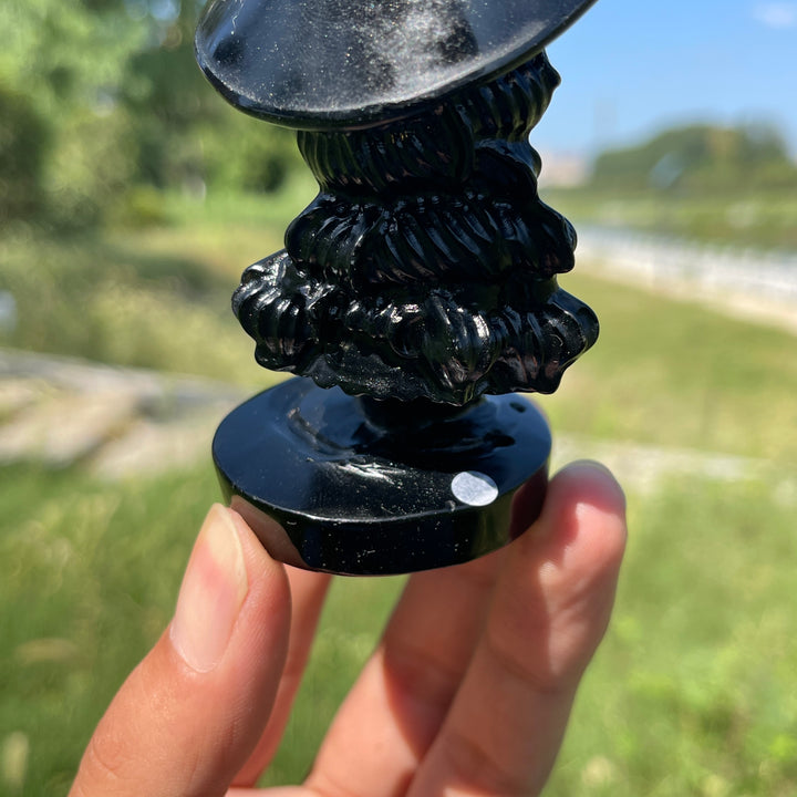 A Slightly Imperfect Natural Crystal Black Obsidian Little Witch