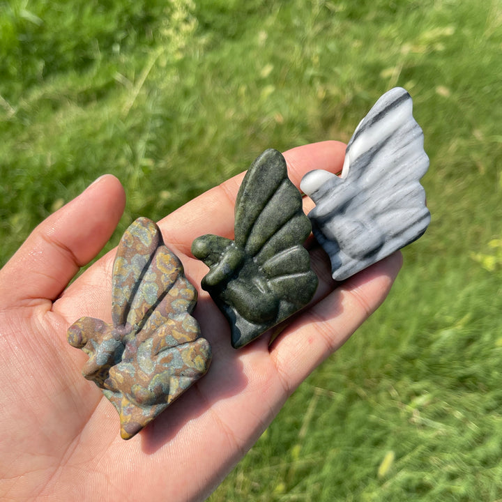 Natural Crystal Carving Lovely Winged Flower Fairy