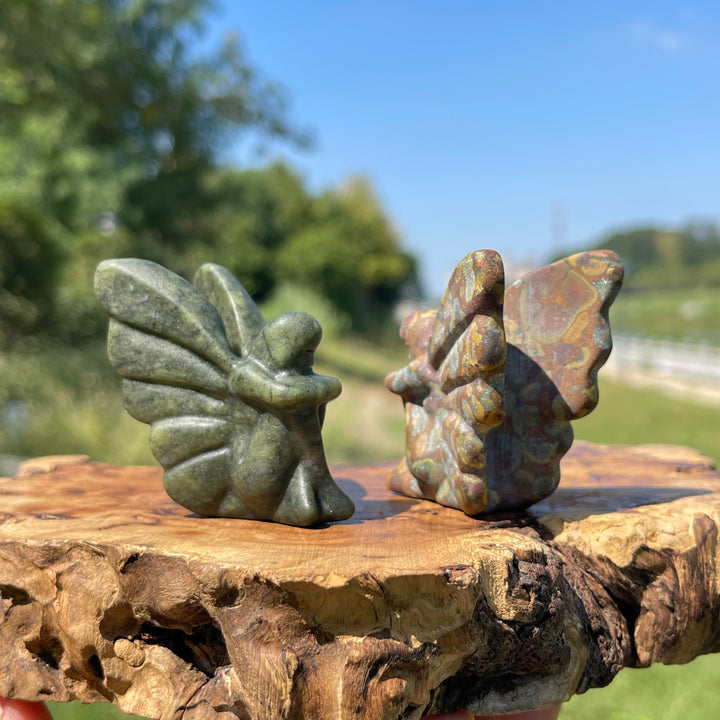 Natural Crystal Carving Lovely Winged Flower Fairy