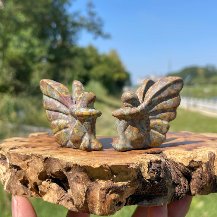 Natural Crystal Carving Lovely Winged Flower Fairy