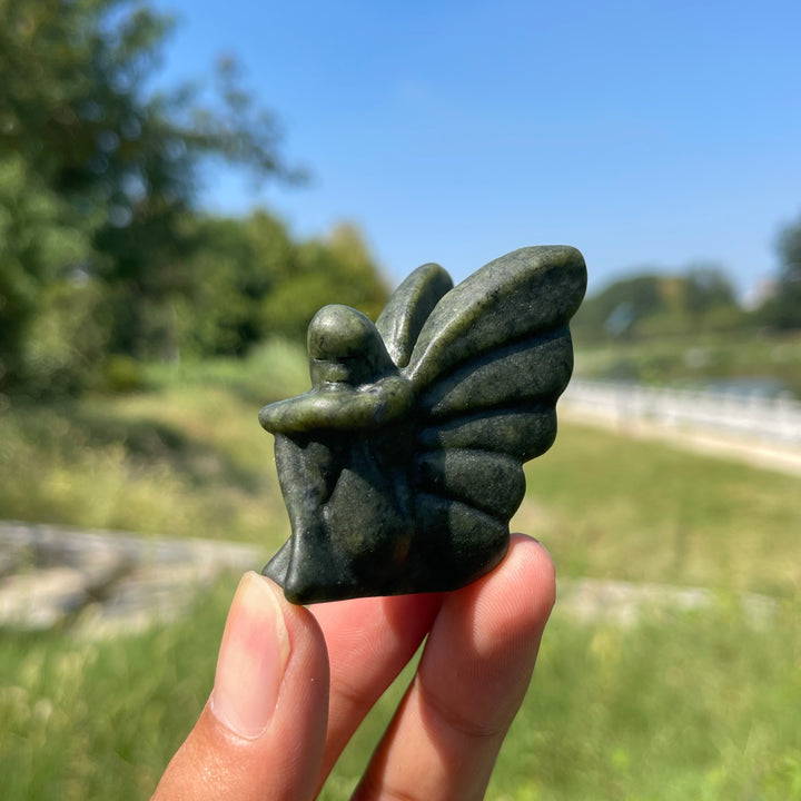 Natural Crystal Carving Lovely Winged Flower Fairy