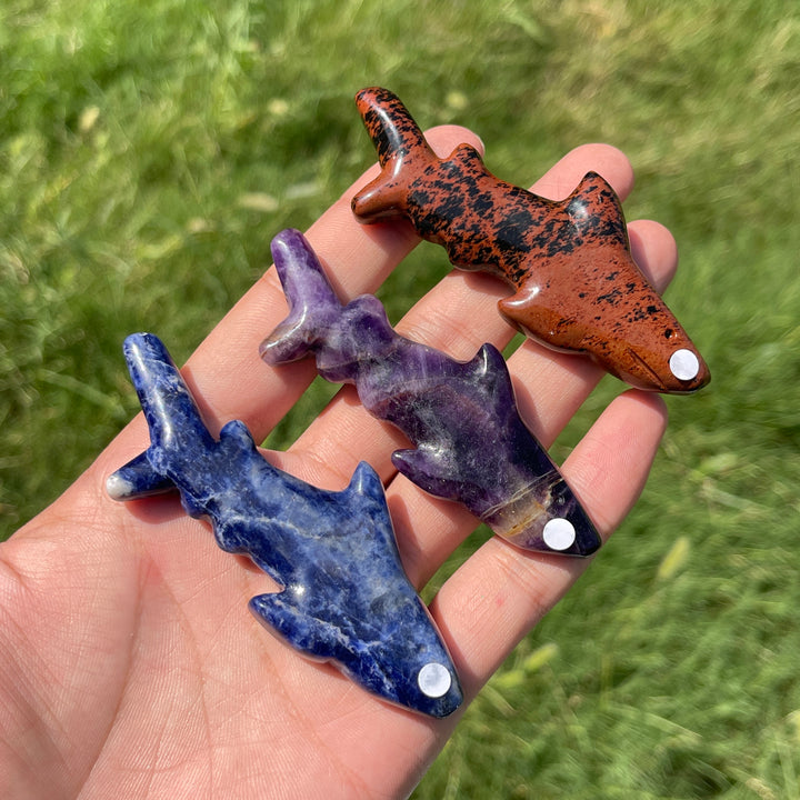 A Slightly Imperfect Natural Crystal Carving Sleek Bodied Fish