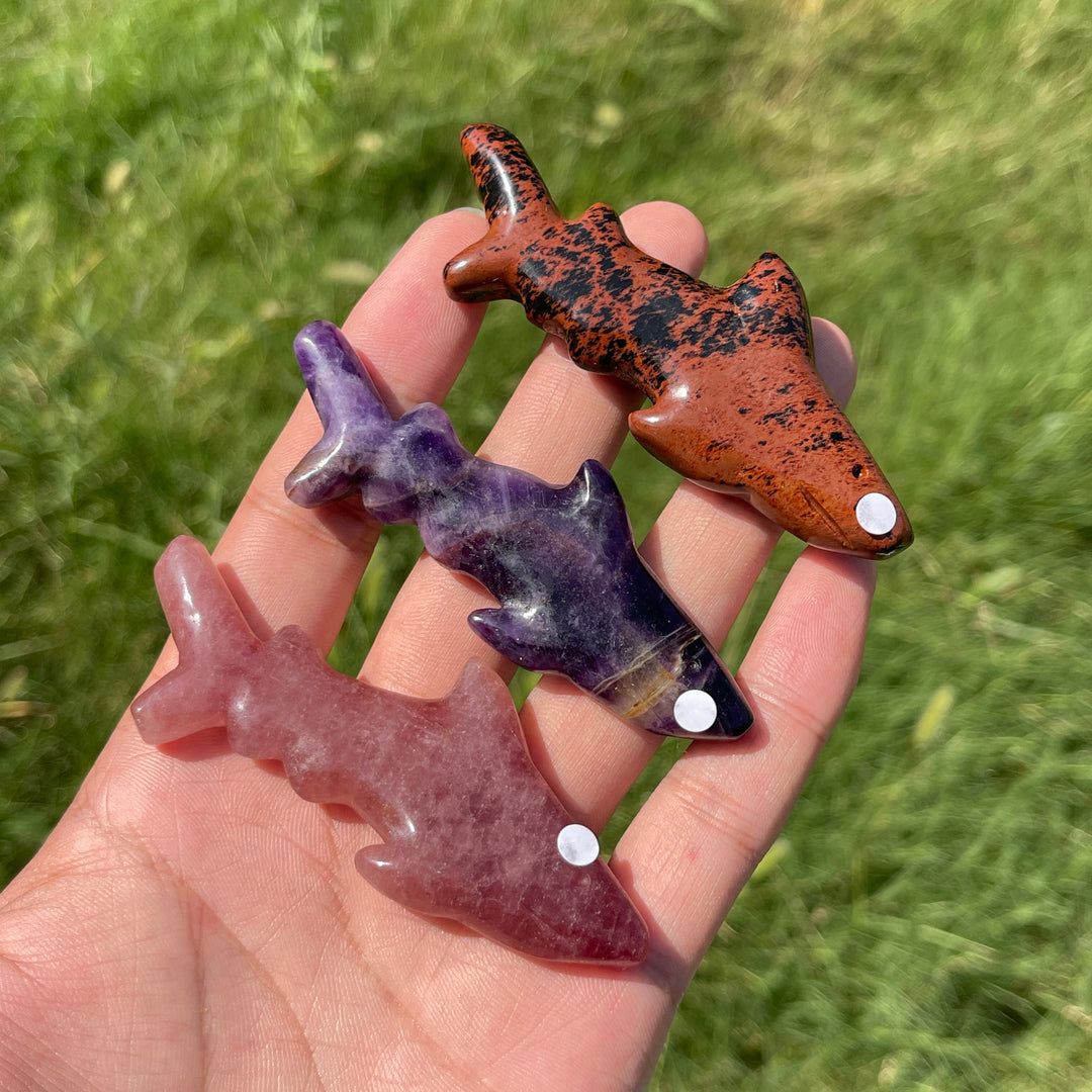 A Slightly Imperfect Natural Crystal Carving Sleek Bodied Fish