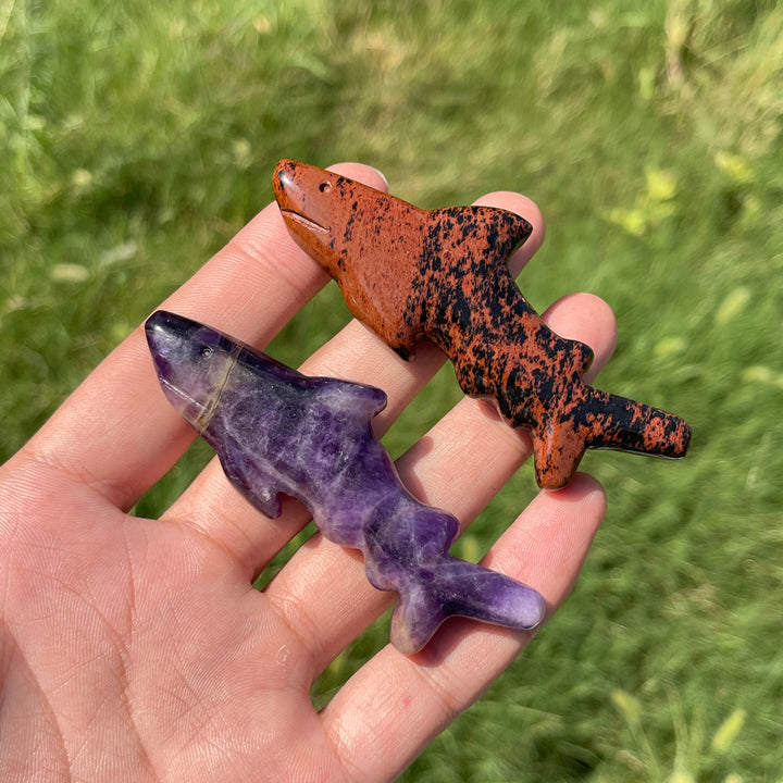 A Slightly Imperfect Natural Crystal Carving Sleek Bodied Fish