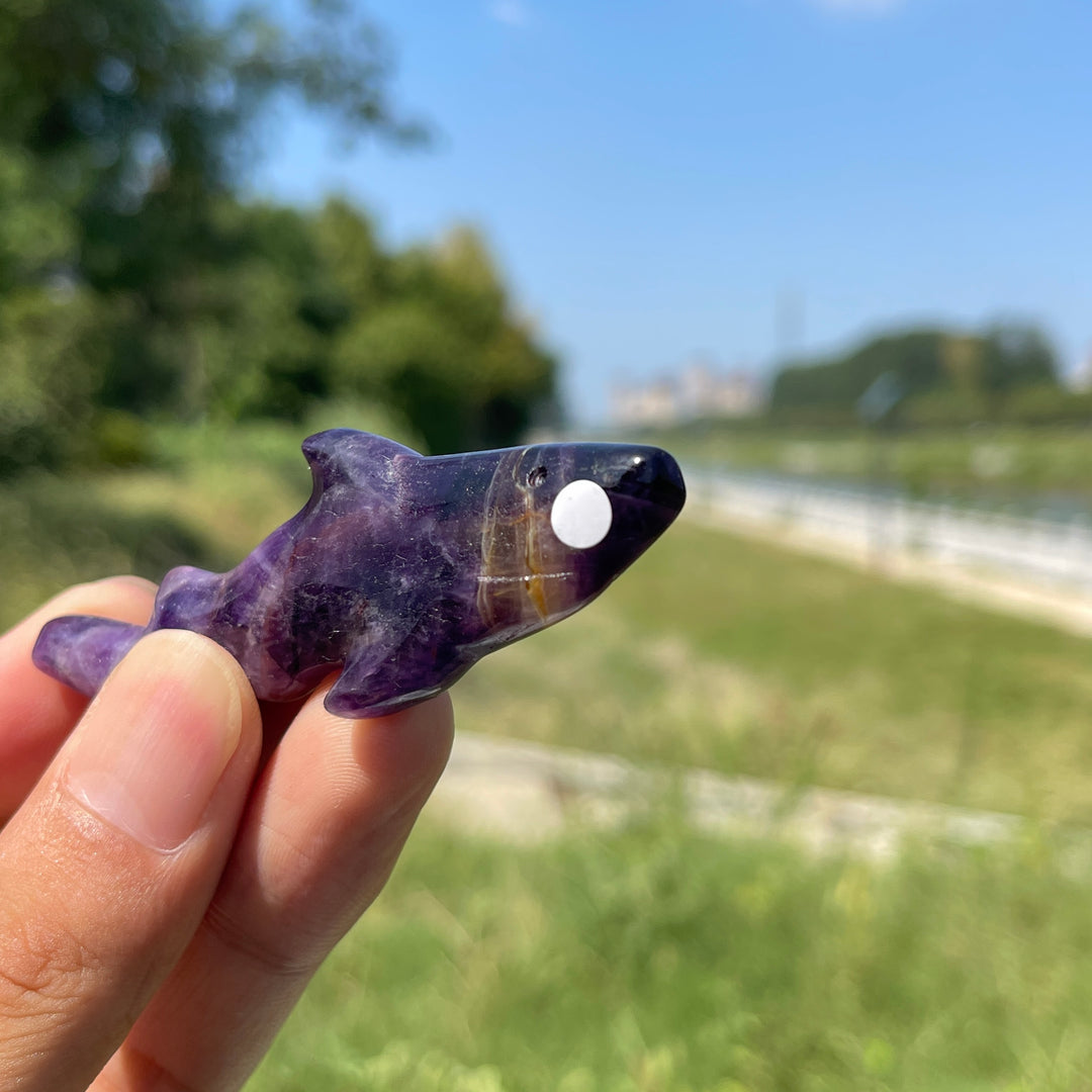 A Slightly Imperfect Natural Crystal Carving Sleek Bodied Fish