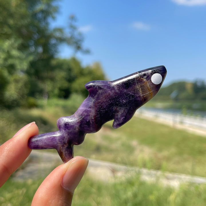 A Slightly Imperfect Natural Crystal Carving Sleek Bodied Fish