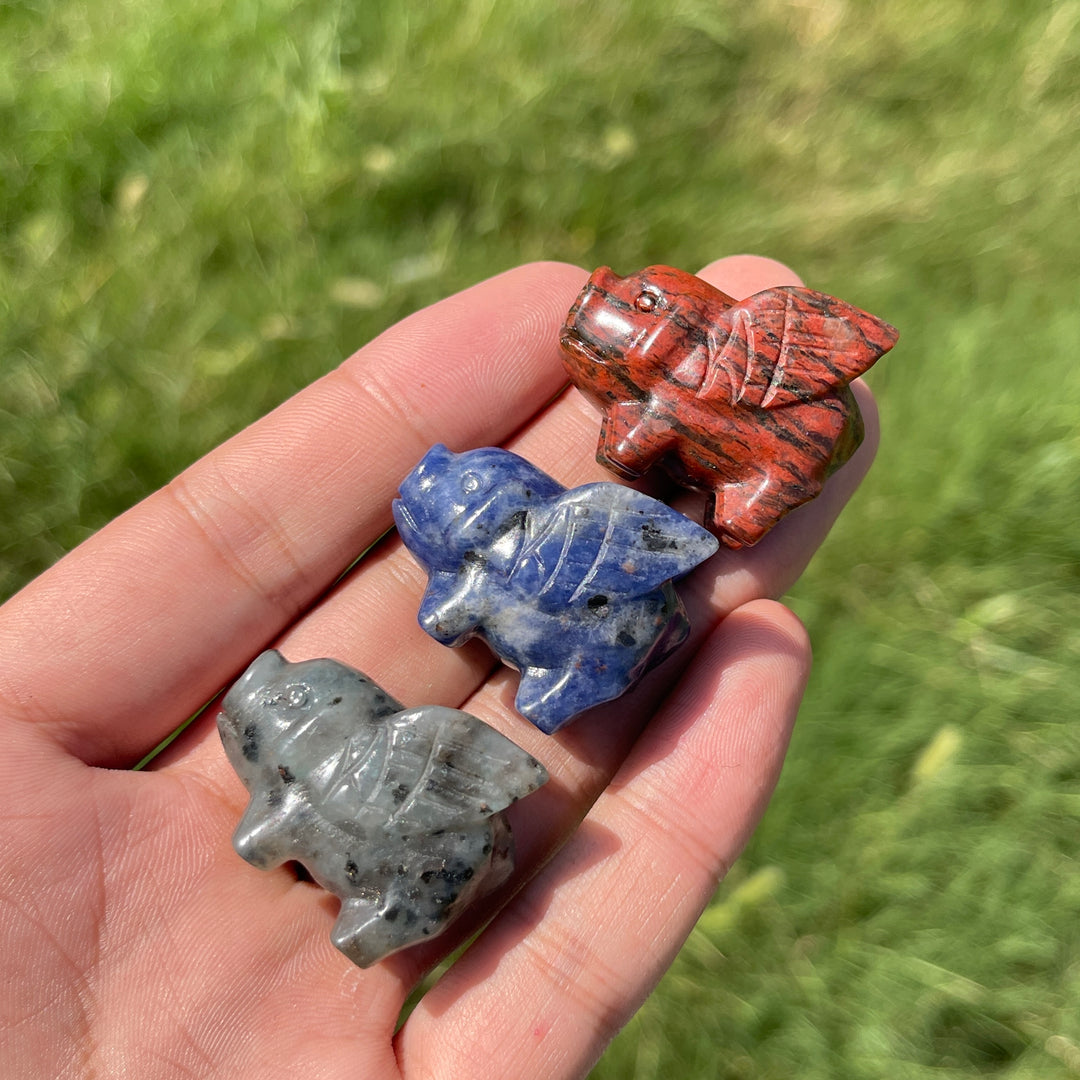 Natural Crystal Multi Material Flying Pig