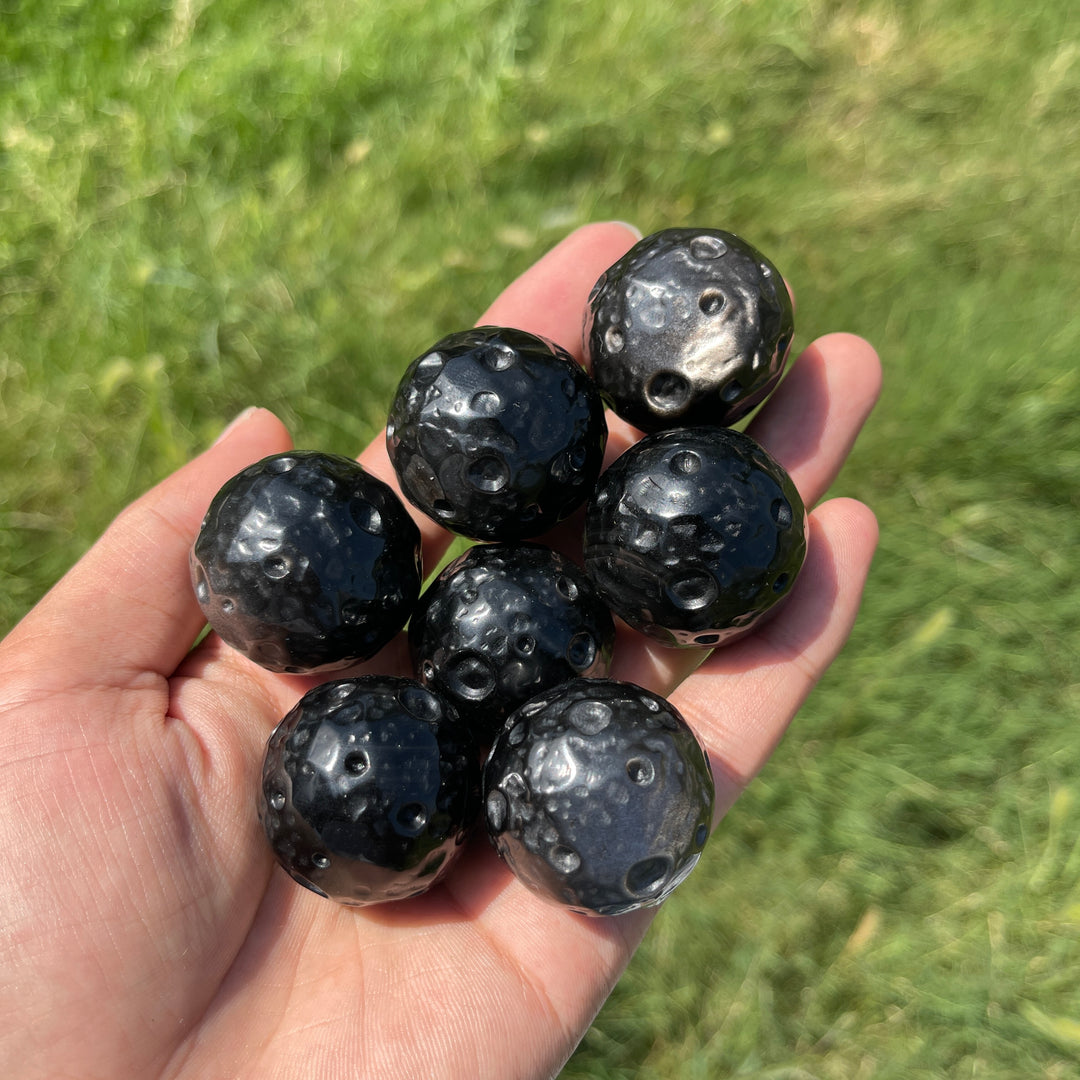 Natural Crystal Silver Obsidian Moon Sphere
