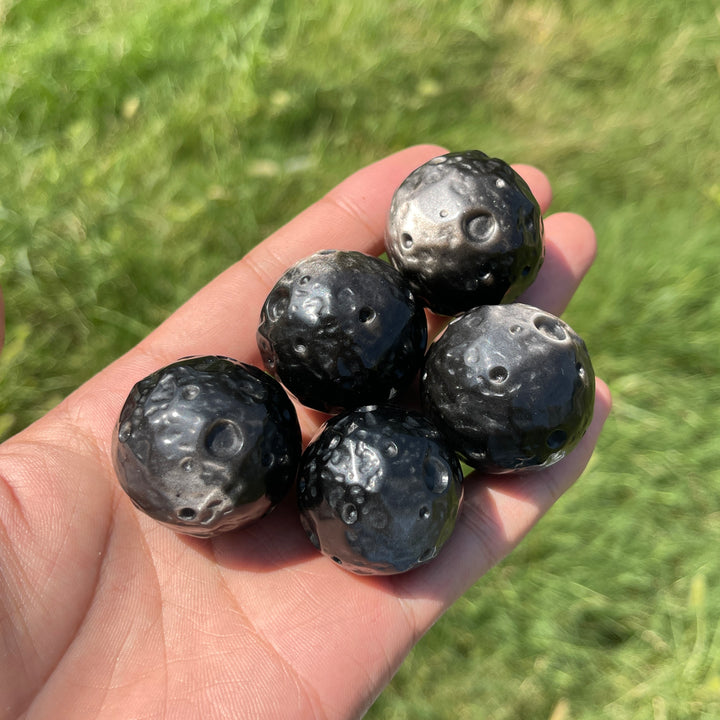 Natural Crystal Silver Obsidian Moon Sphere