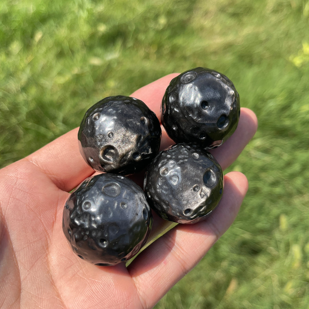 Natural Crystal Silver Obsidian Moon Sphere