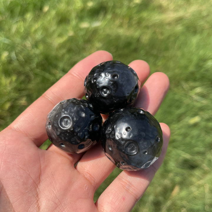 Natural Crystal Silver Obsidian Moon Sphere