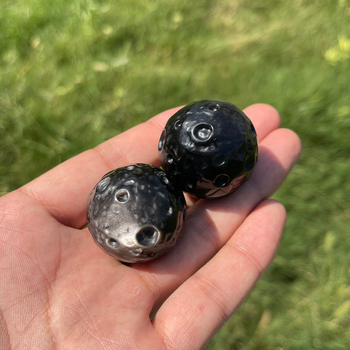 Natural Crystal Silver Obsidian Moon Sphere