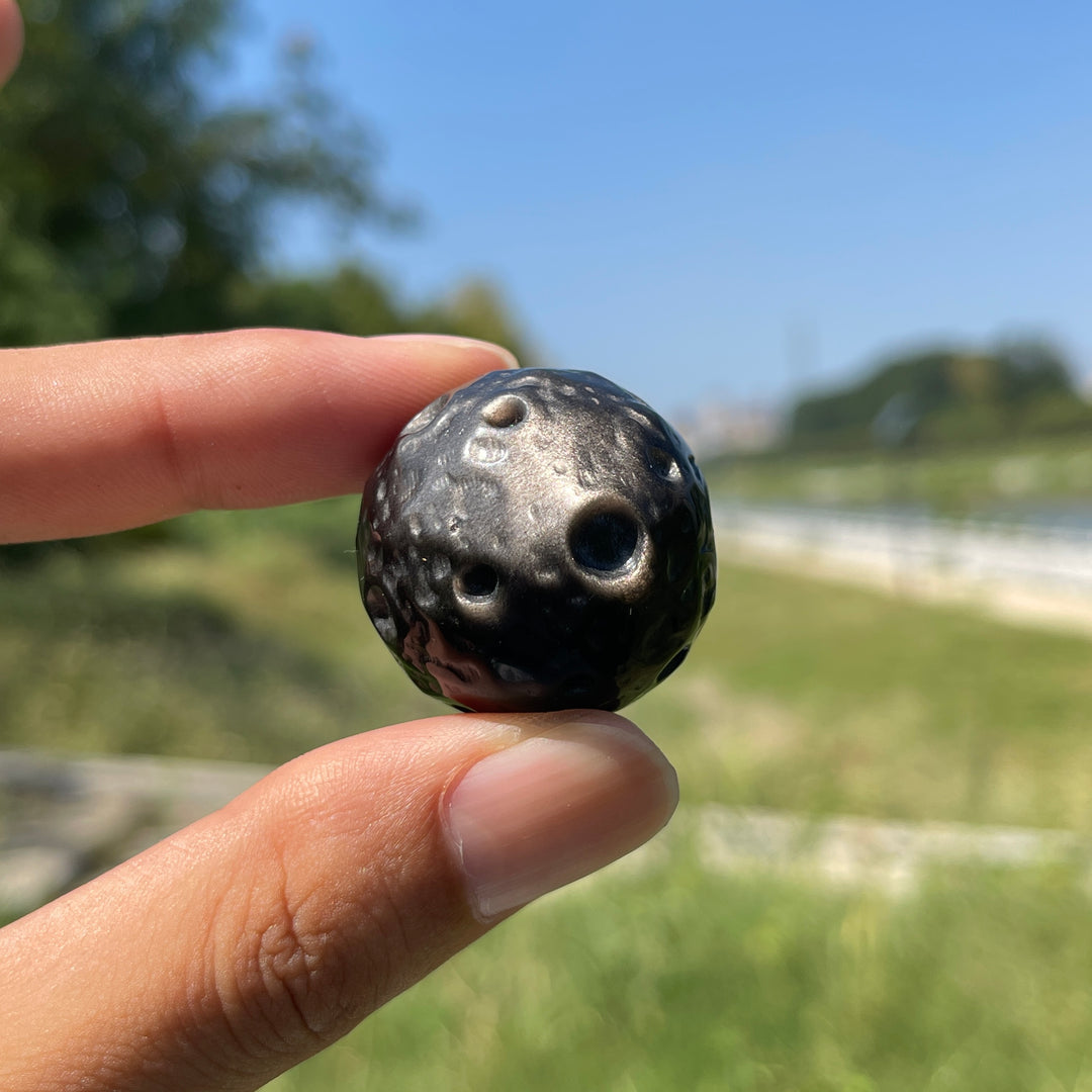 Natural Crystal Silver Obsidian Moon Sphere
