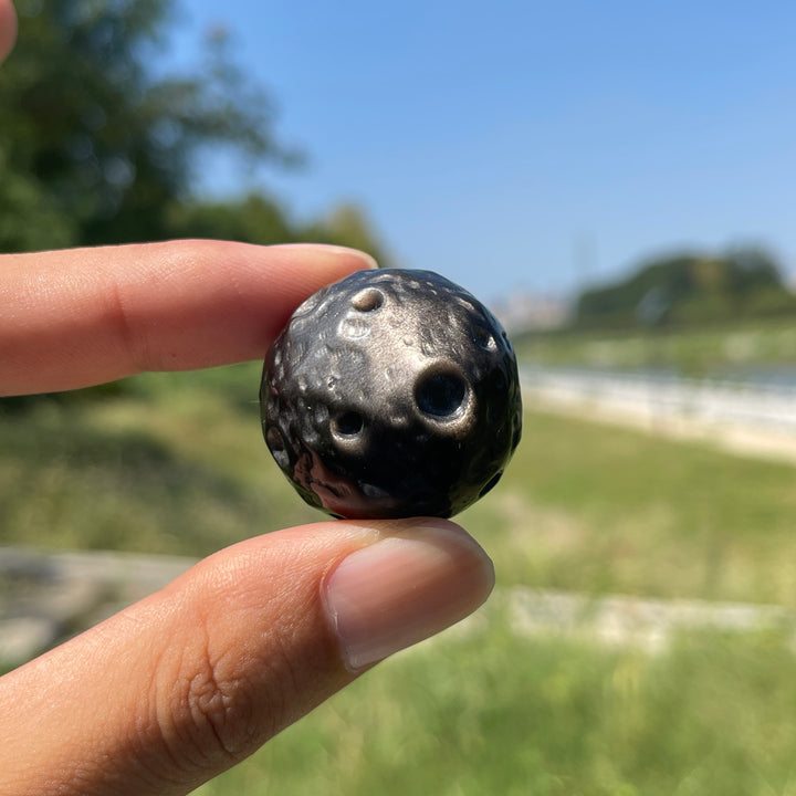 Natural Crystal Silver Obsidian Moon Sphere