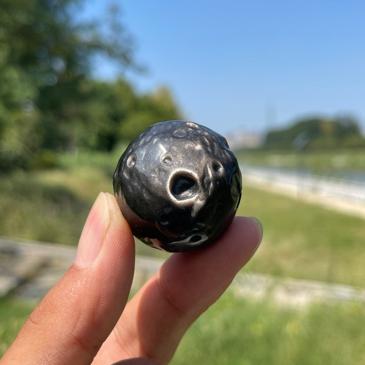 Natural Crystal Silver Obsidian Moon Sphere