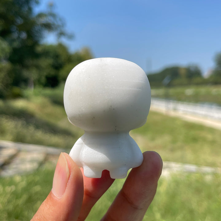 Natural Crystal Carved White Jade Skull