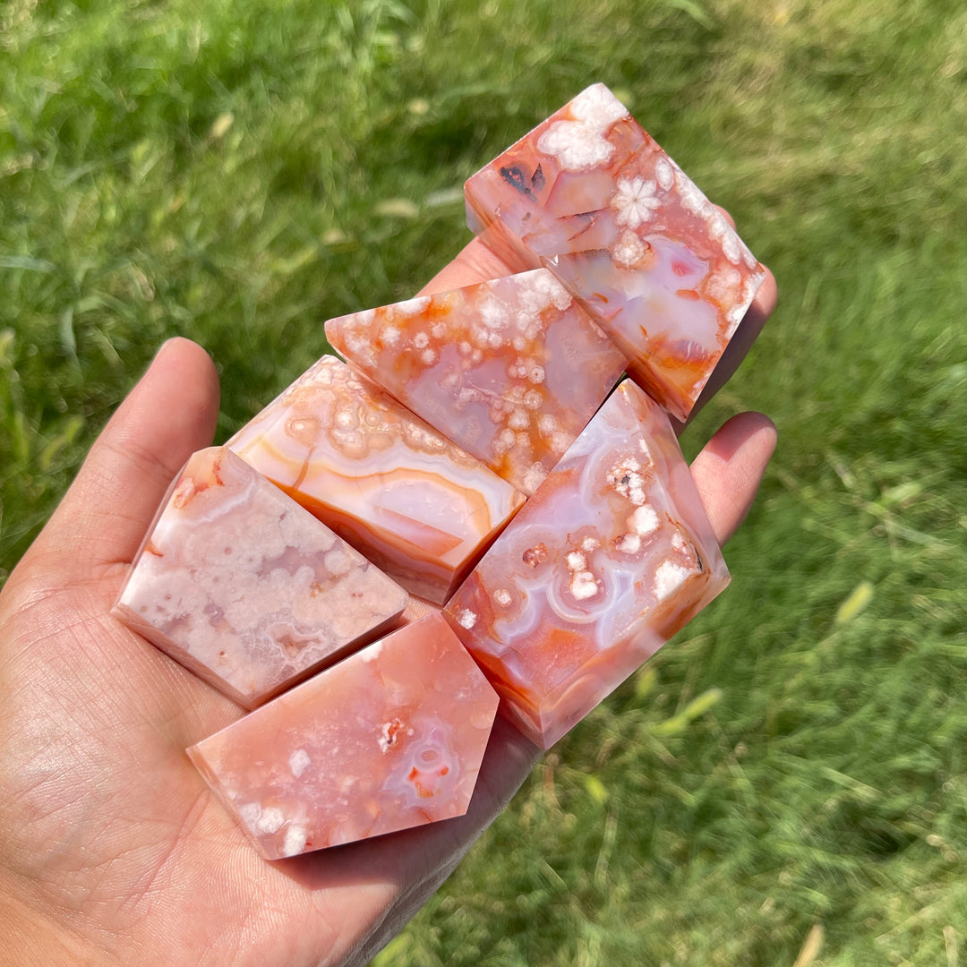 Natural Crystal Exquisite Pink Flower Agate Freeform