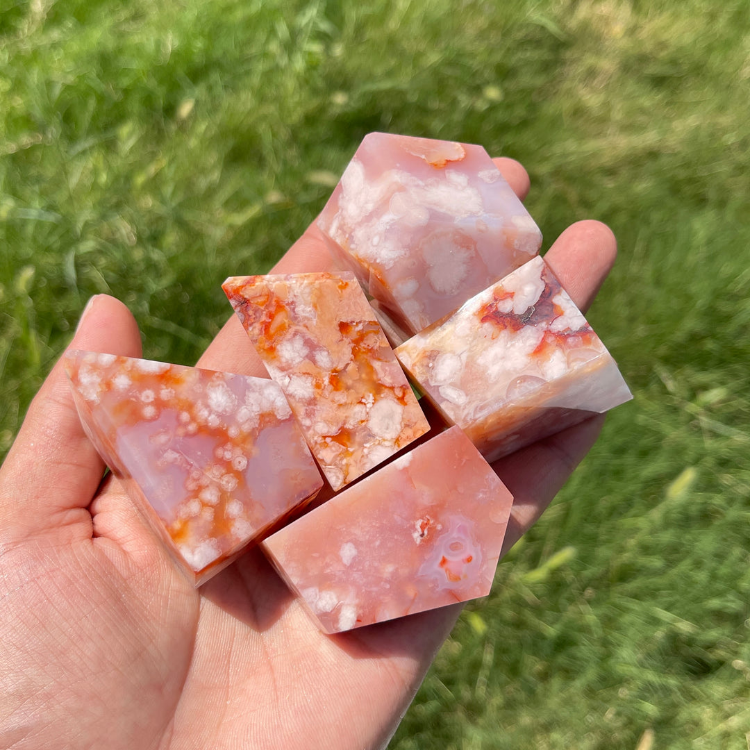 Natural Crystal Exquisite Pink Flower Agate Freeform