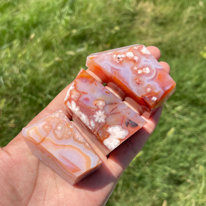 Natural Crystal Exquisite Pink Flower Agate Freeform